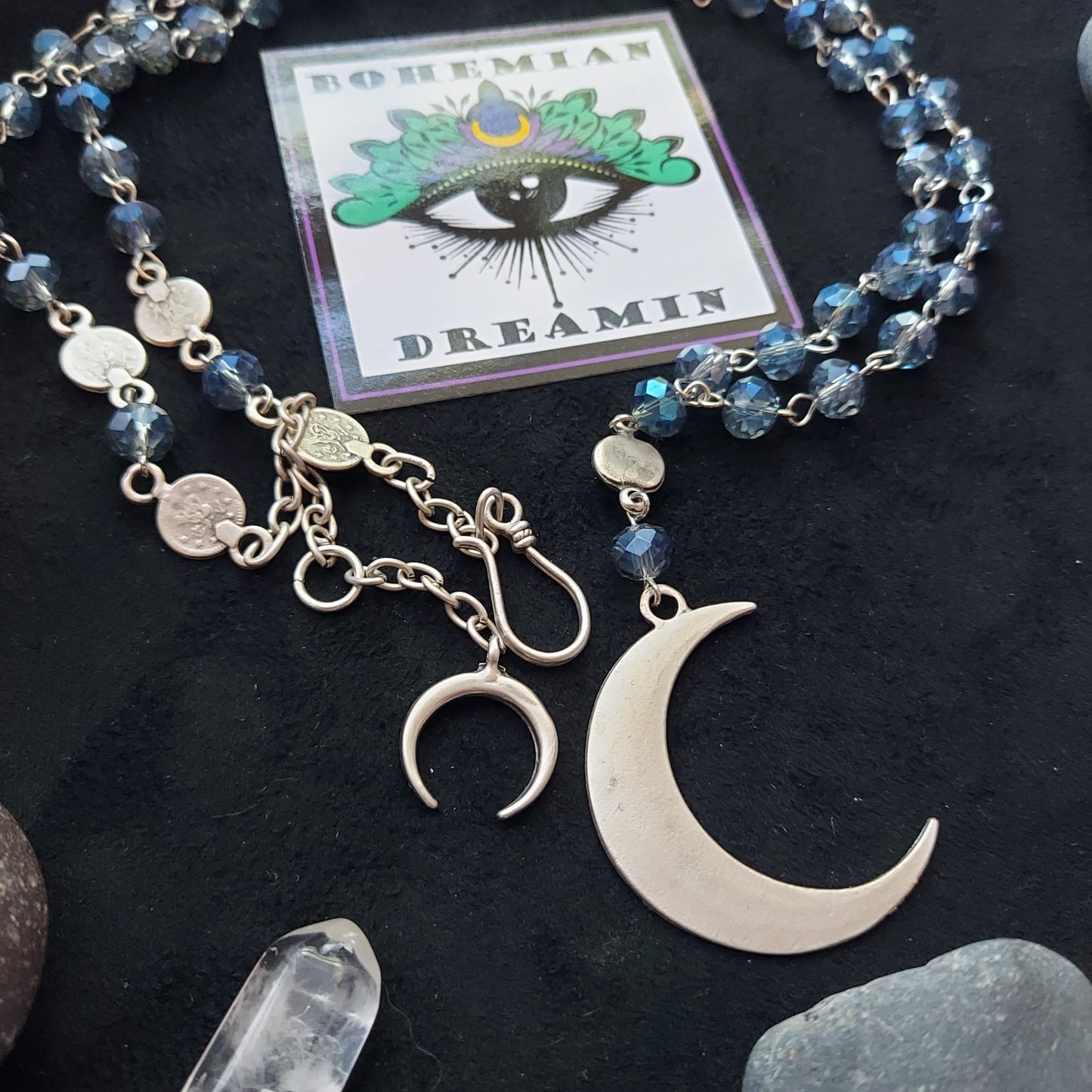 Beaded Crescent Moon Necklace