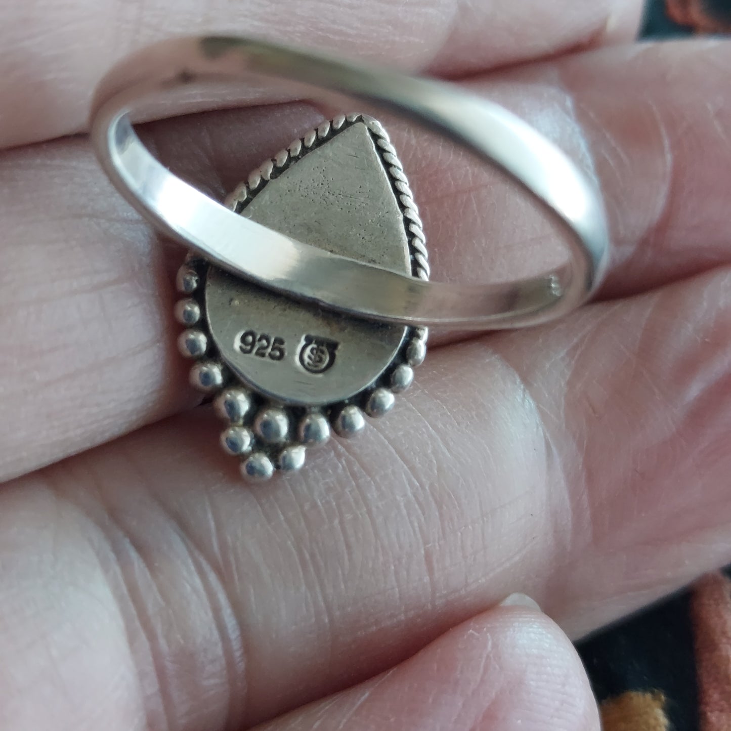 Sterling Silver Teardrop Black Onyx Ring