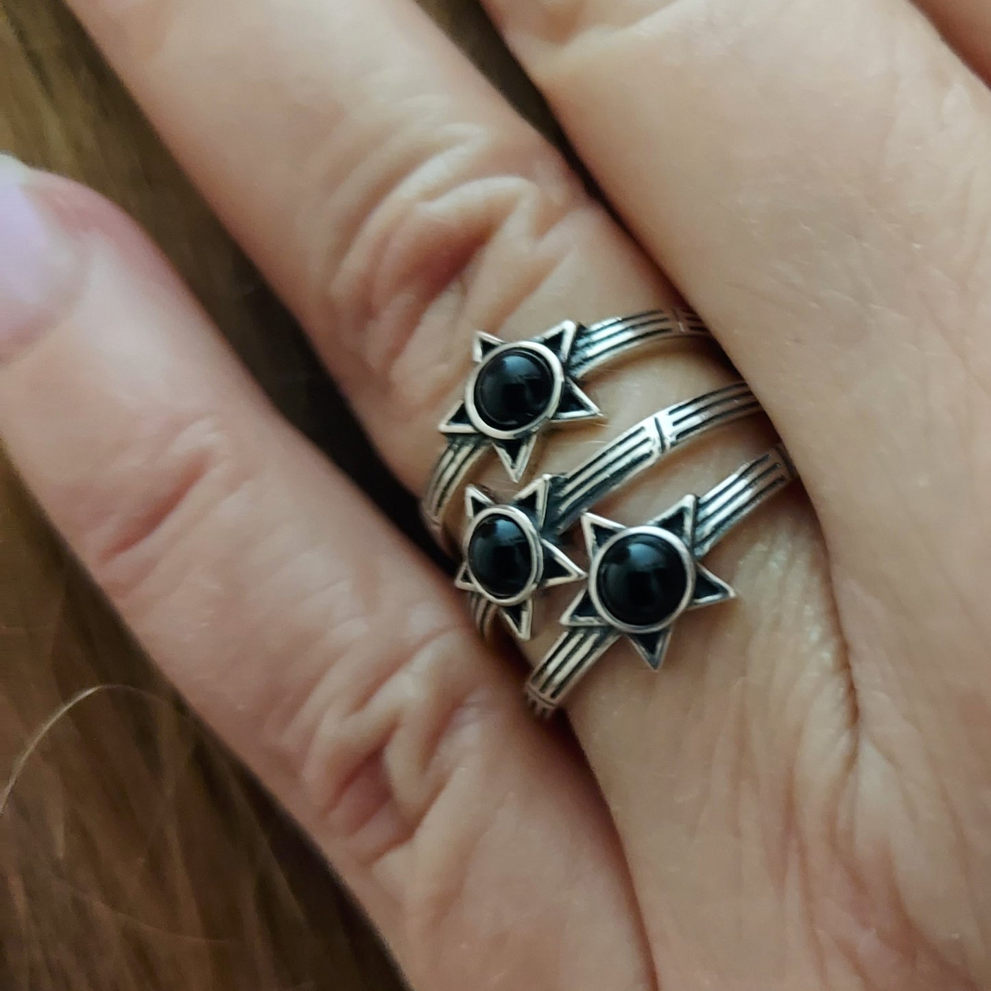 Sterling Silver Star with Black Onyx Ring