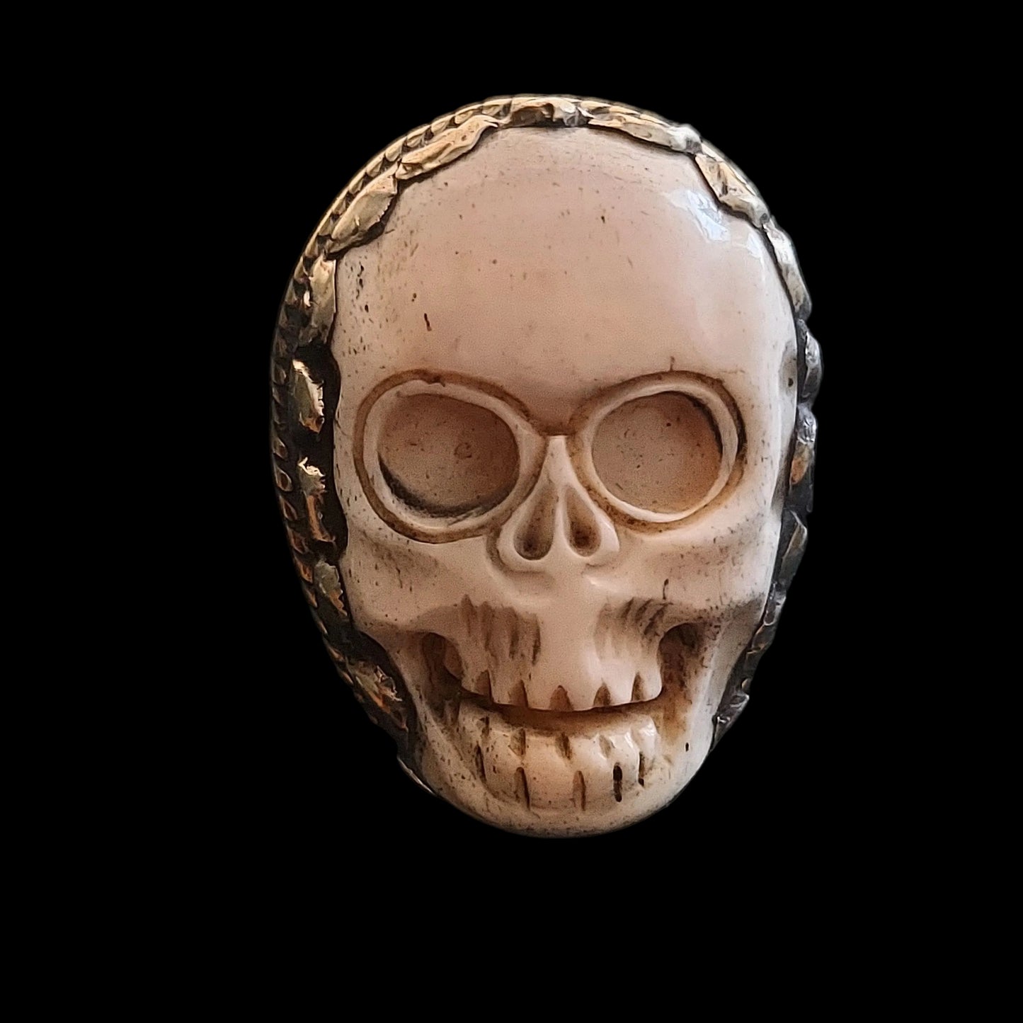 Skull Carved Bone Ring