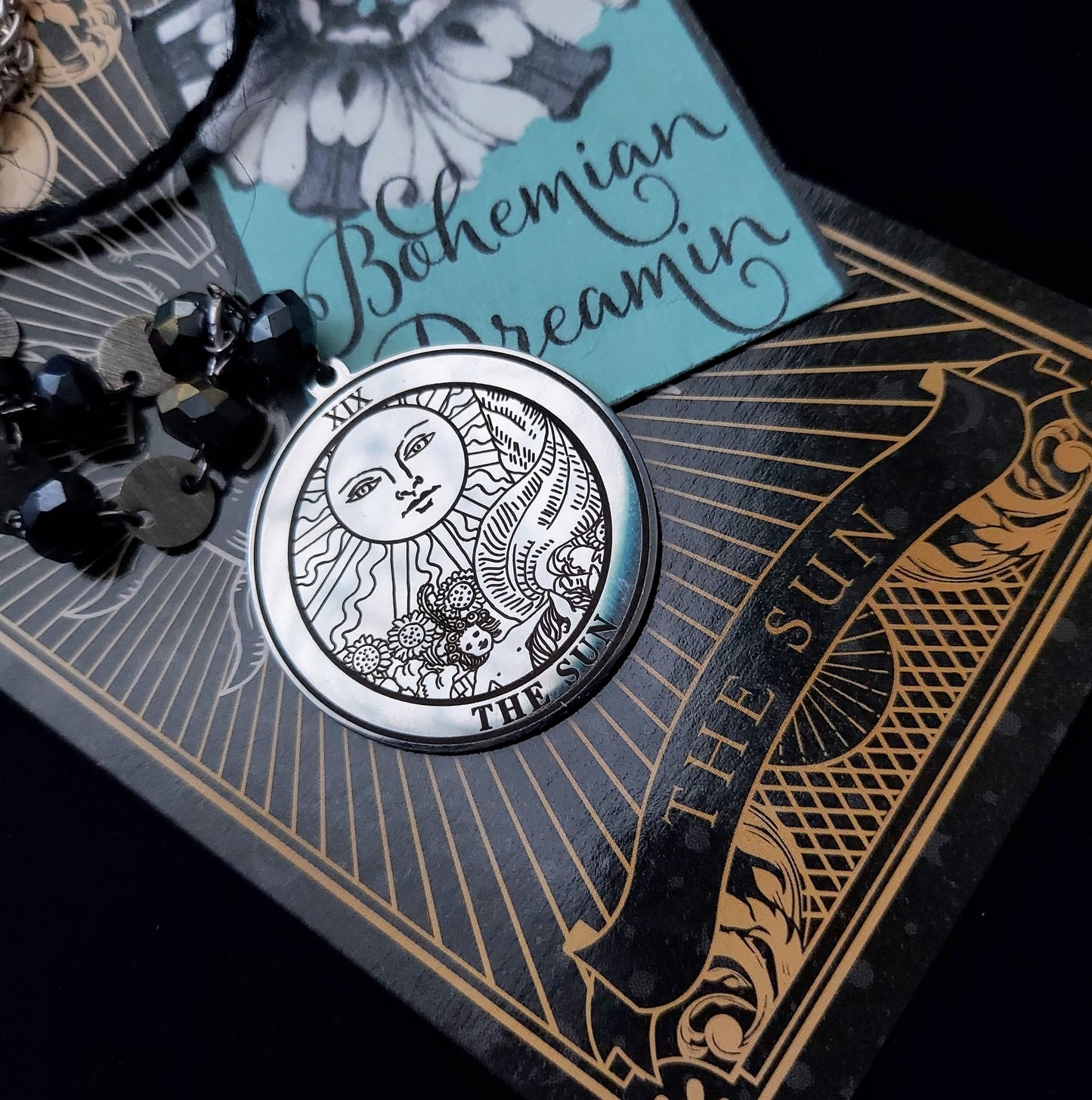 Sun Tarot Card Necklace