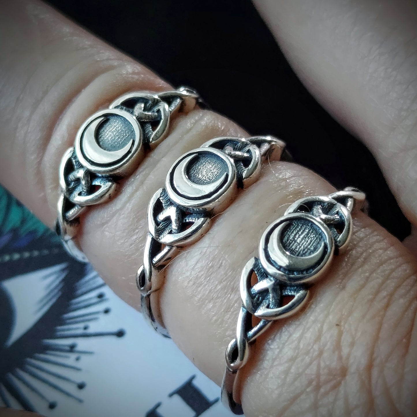 Sterling Silver Celtic Crescent Moon Ring