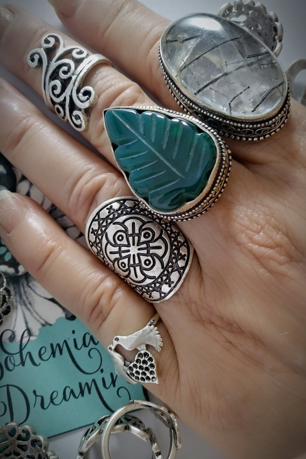 Boho ring in bohemian jewelry