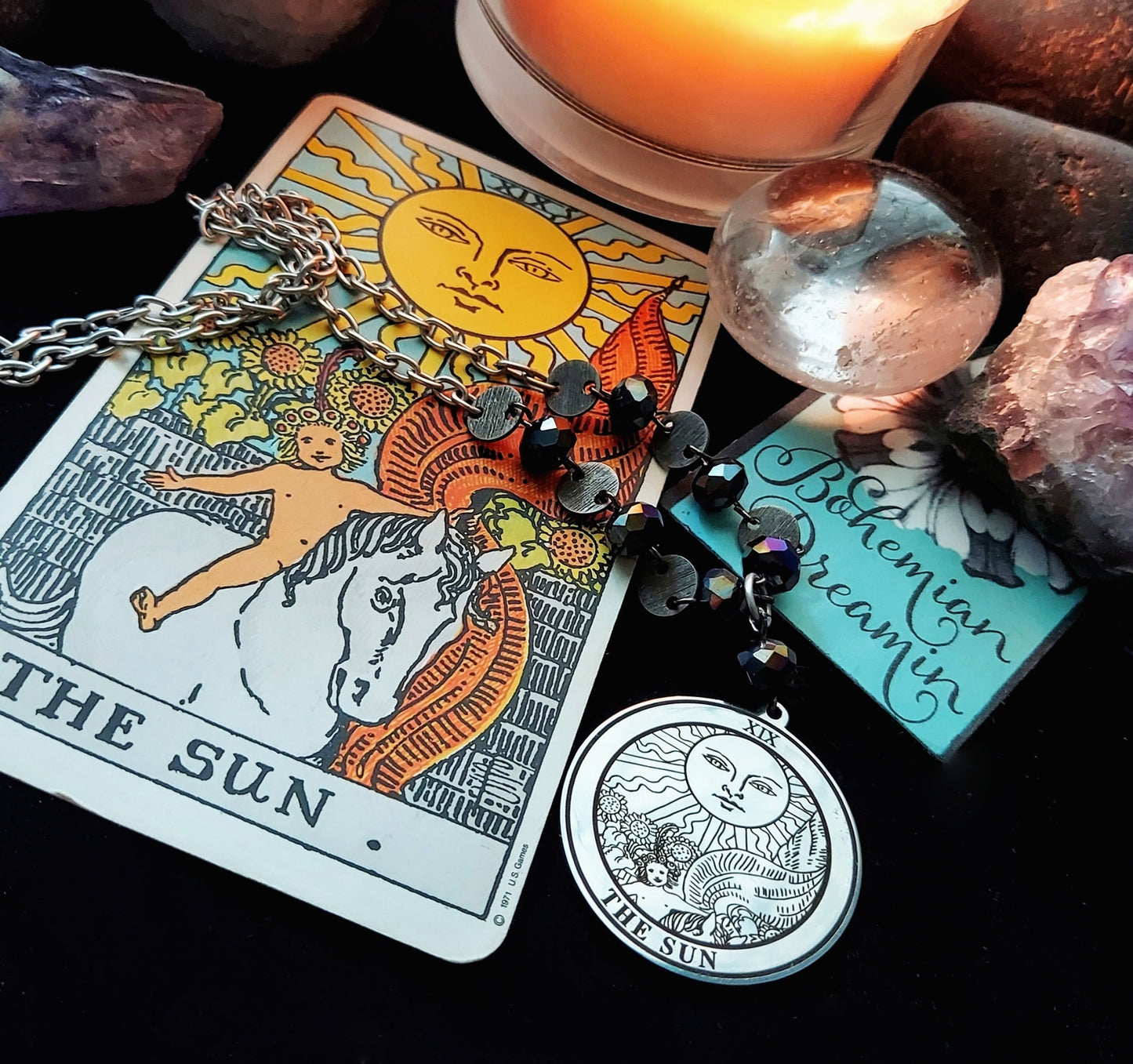 Sun Tarot Card Necklace