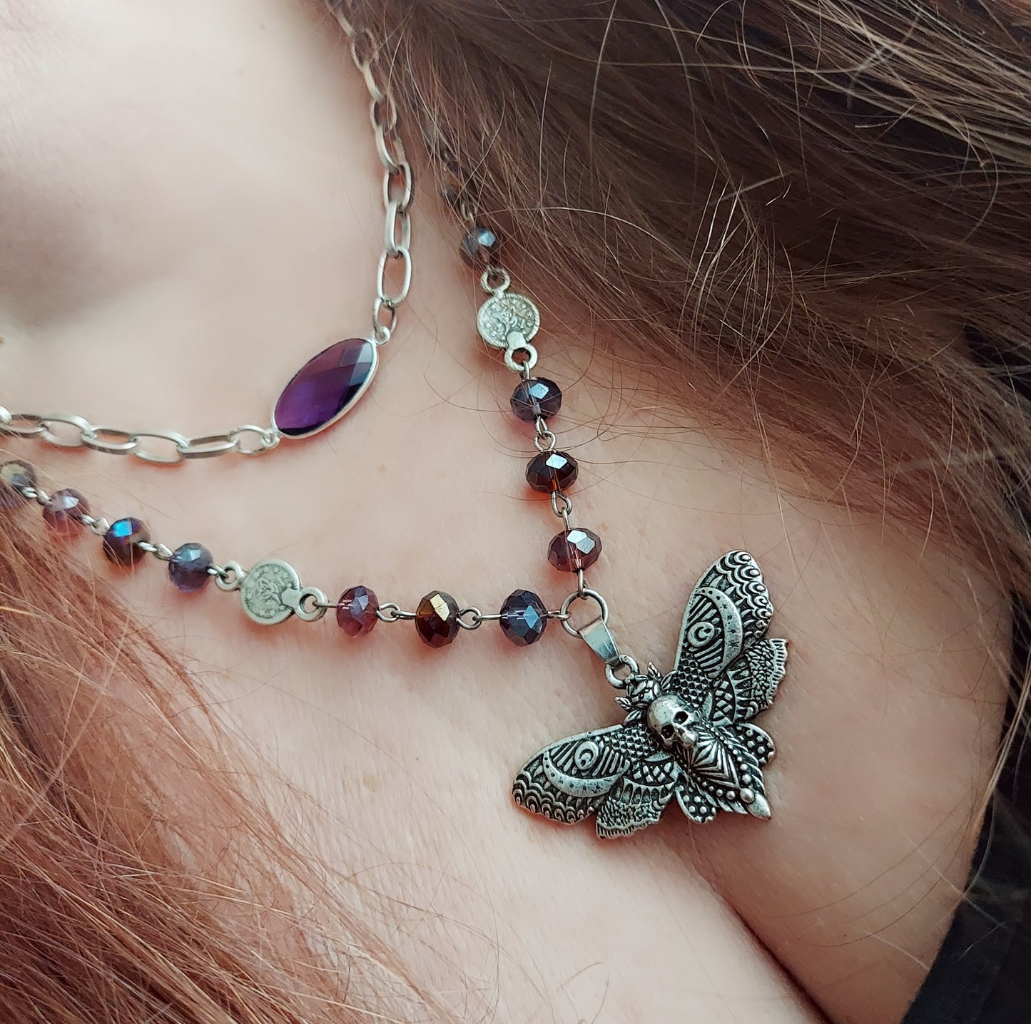 Beaded Moth Necklace