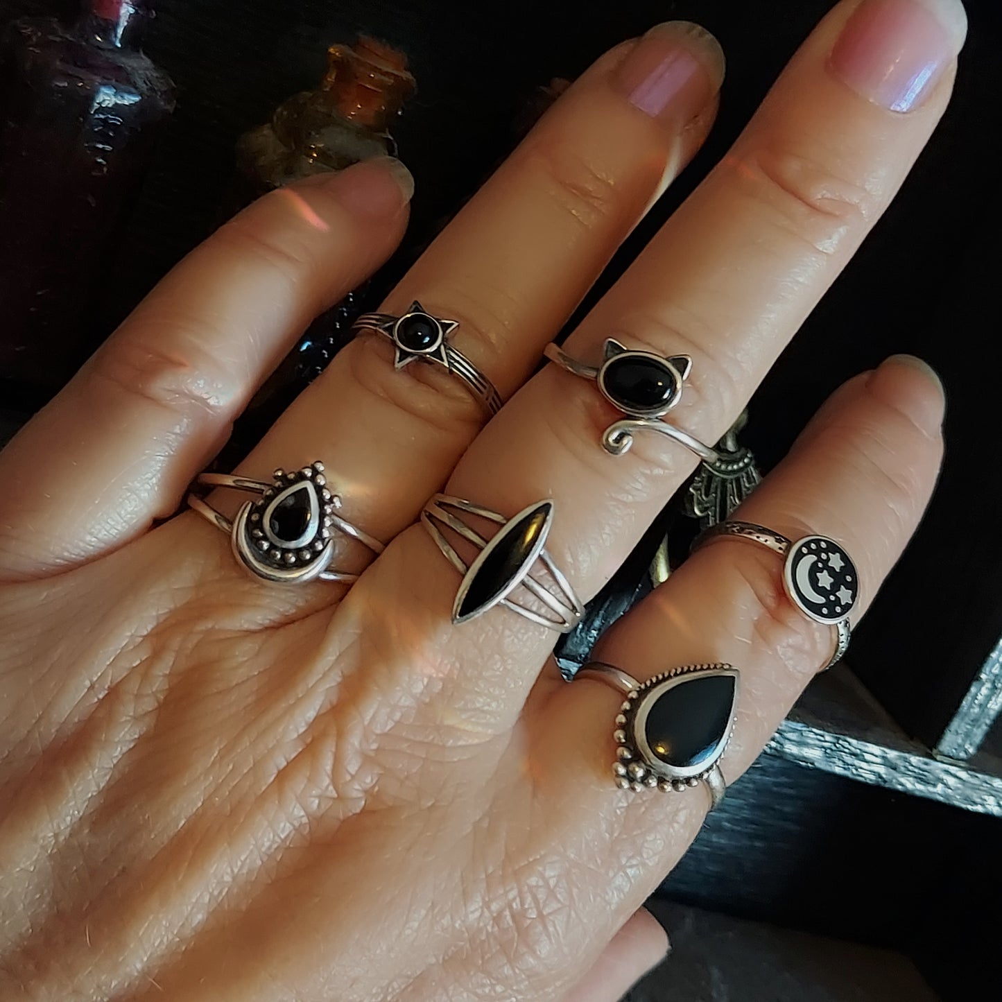 Sterling Silver Teardrop Black Onyx Ring
