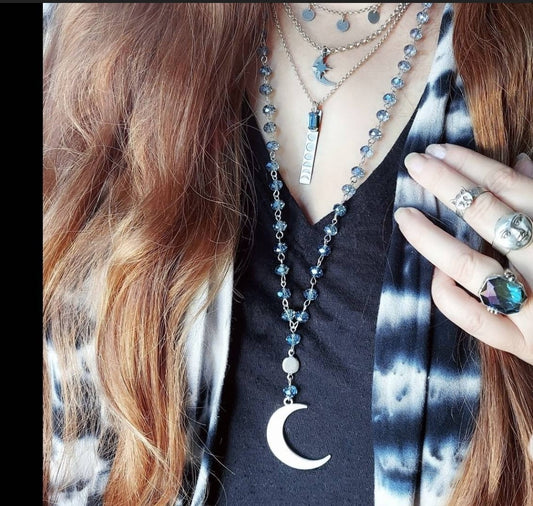 Beaded Crescent Moon Necklace