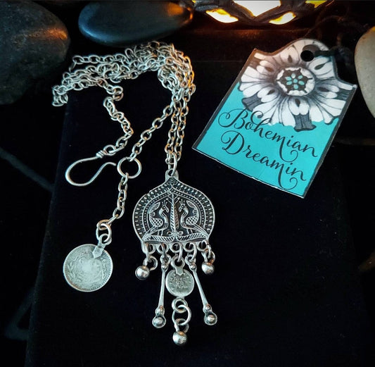 Long Peacock Coin Necklace
