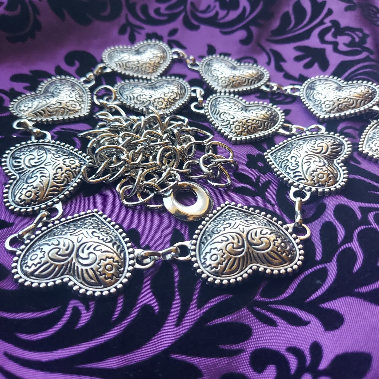 Heart Belly Chain Belt- Silver