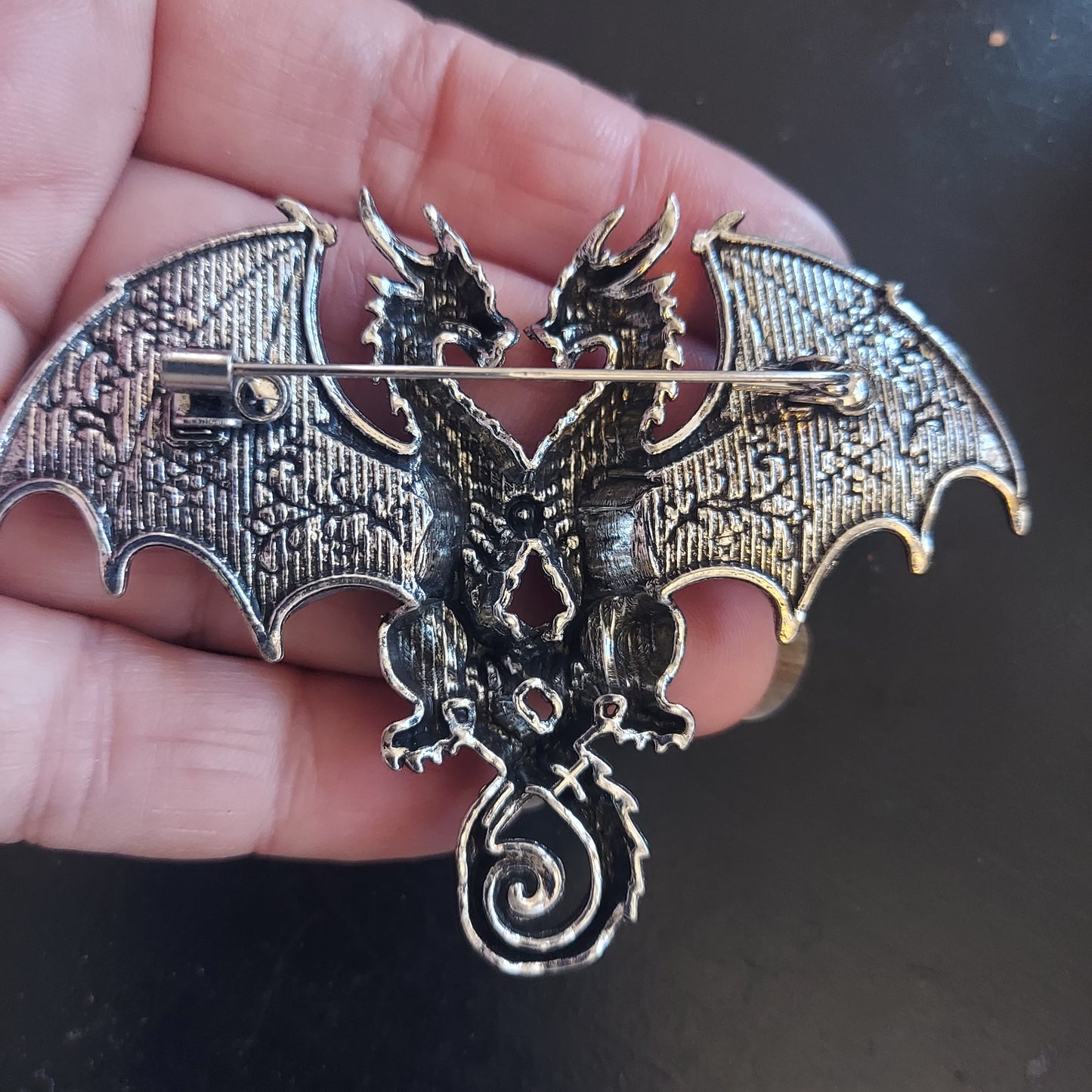 Turquoise Double Dragon Brooch Pin