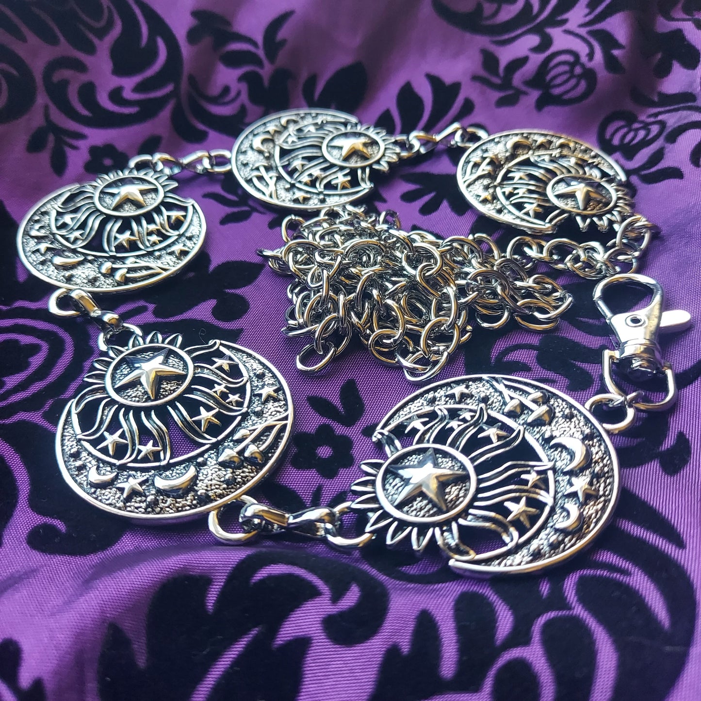 Moon and Star Belly Chain Belt- Silver