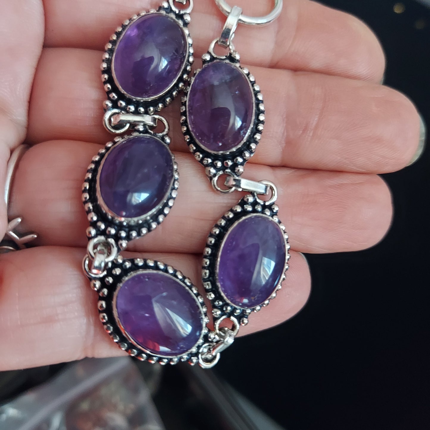 Genuine Amethyst Link Bracelet