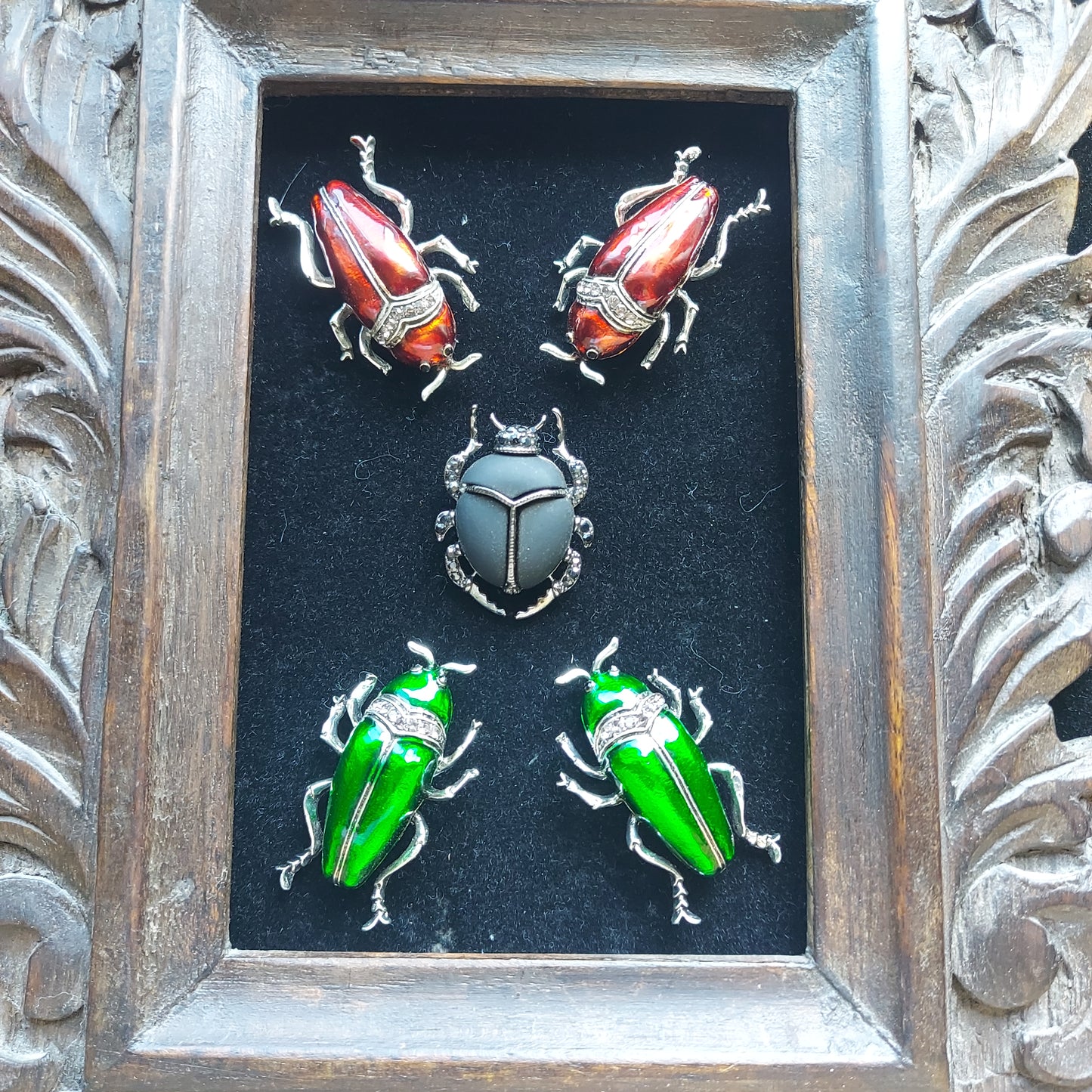 Green Beetle Bug Brooch Pin