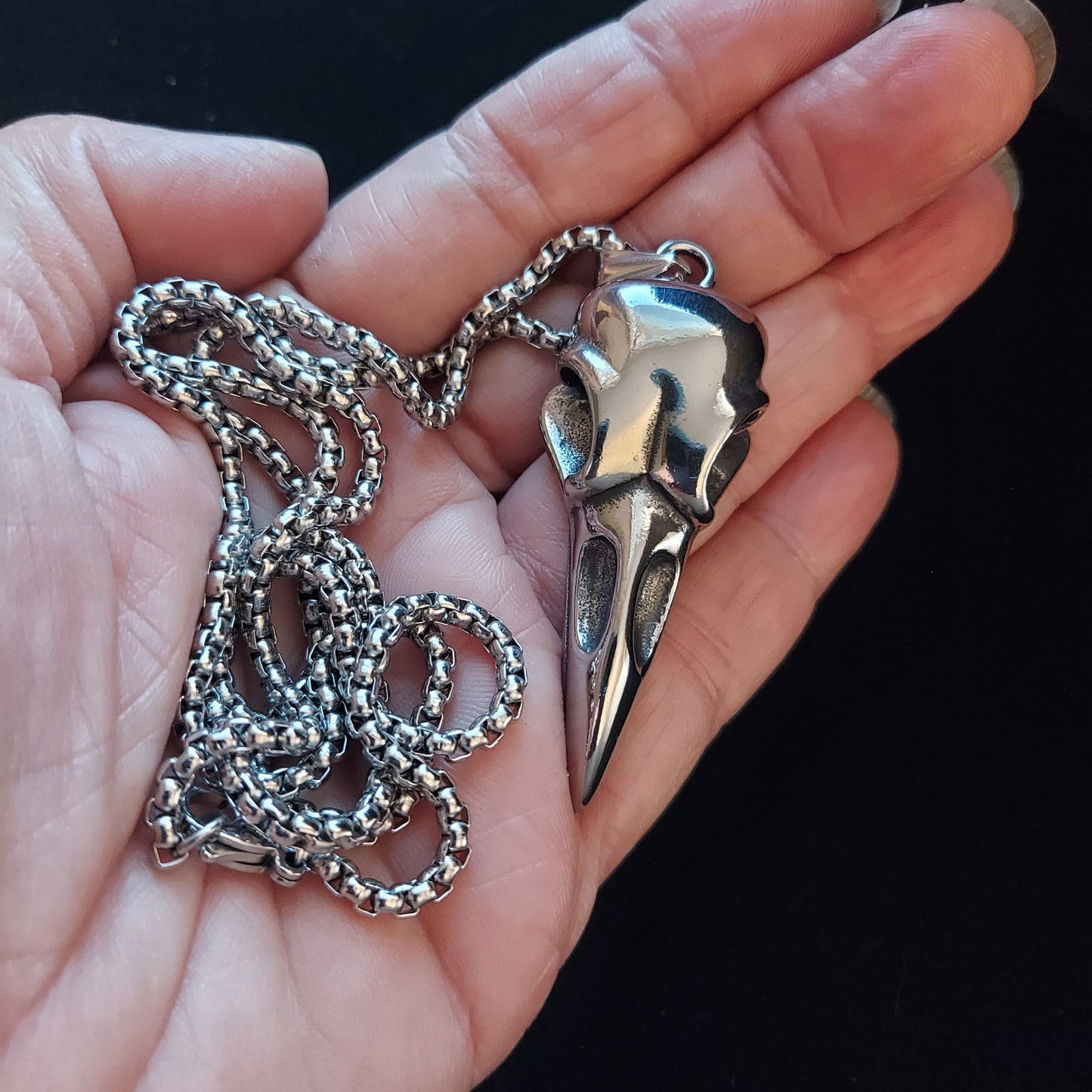 Raven Skull Necklace Stainless Steel