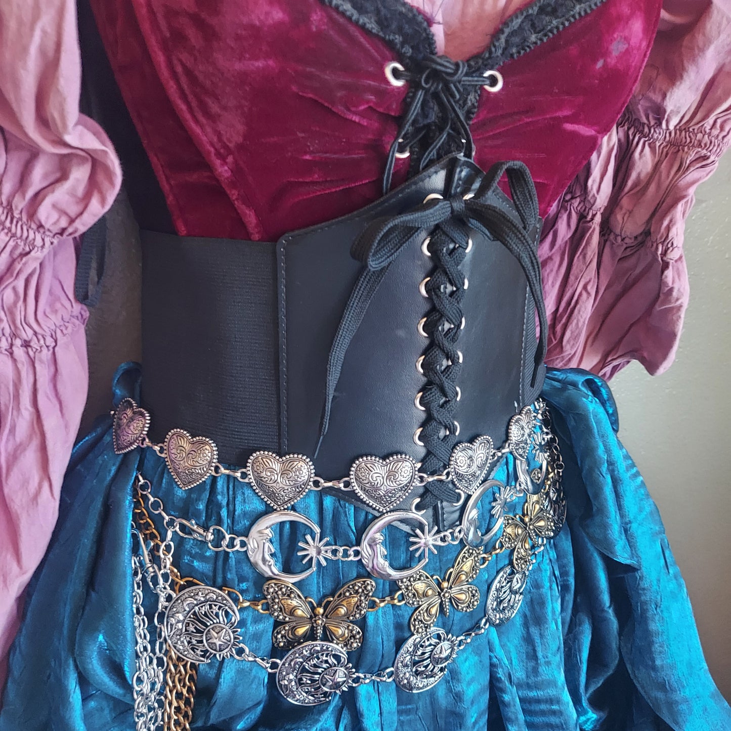 Moon and Star Belly Chain Belt- Silver