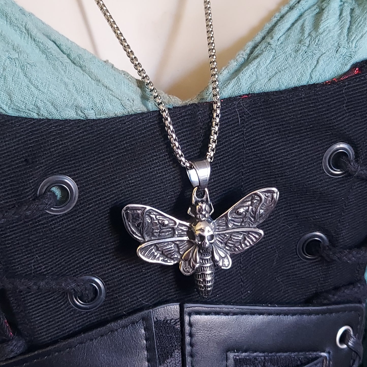 Death's Head Moth Steel Necklace