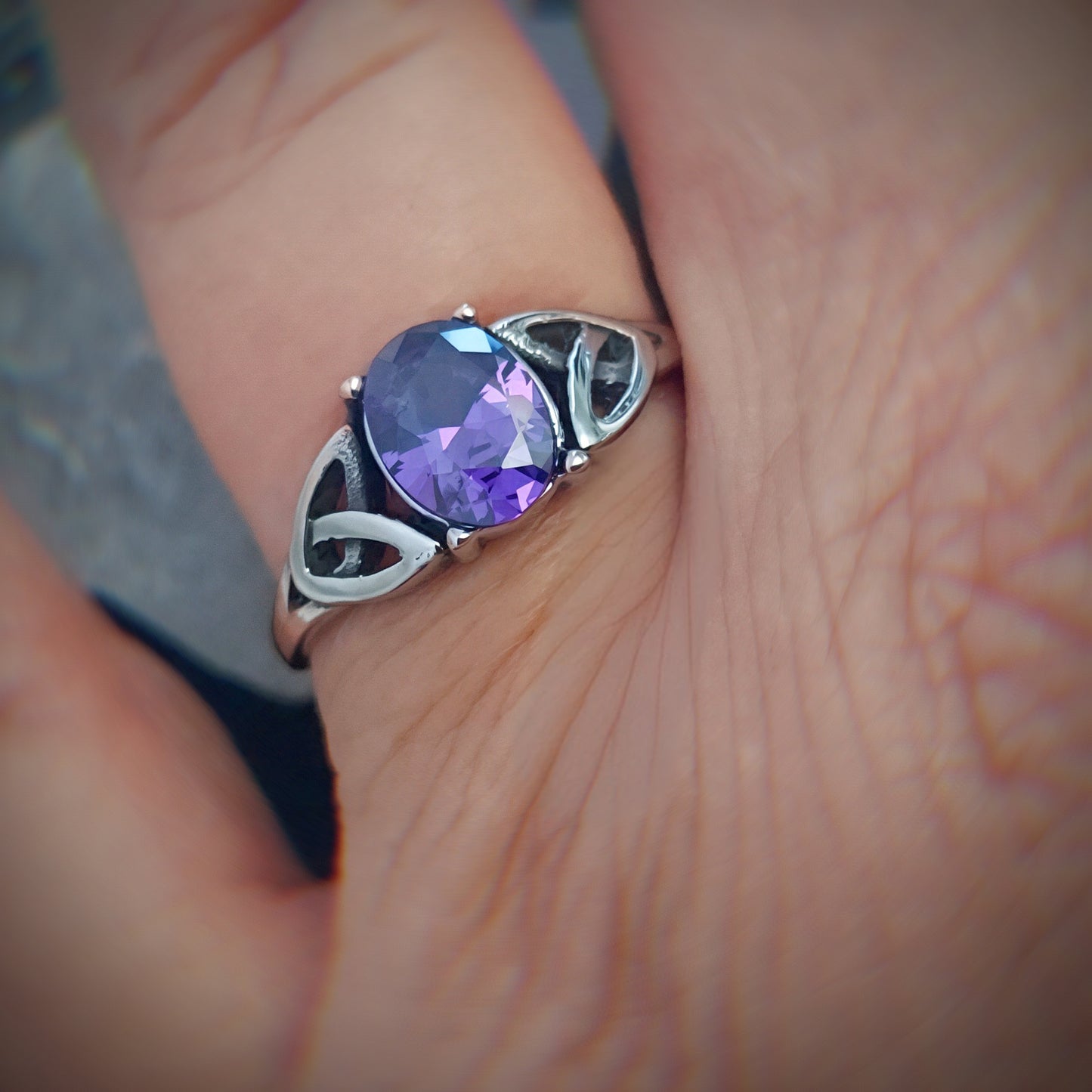 Celtic Ring With Purple Zircon