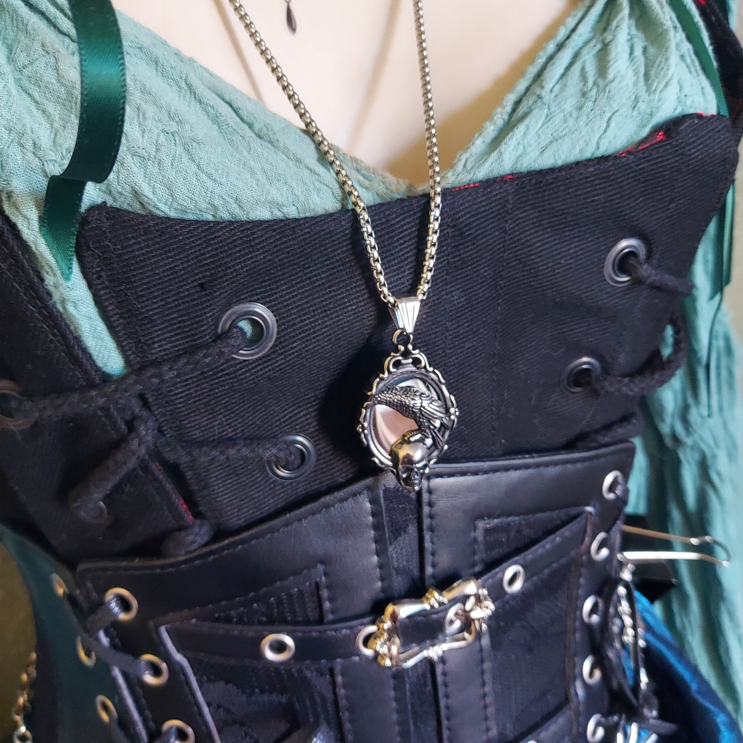Raven and Skull Necklace