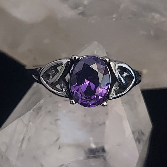 Celtic Ring With Purple Zircon