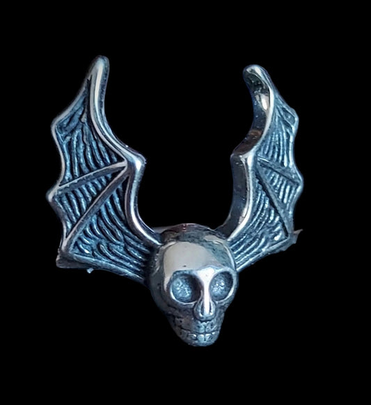 Sterling Silver Skull Bat Ring