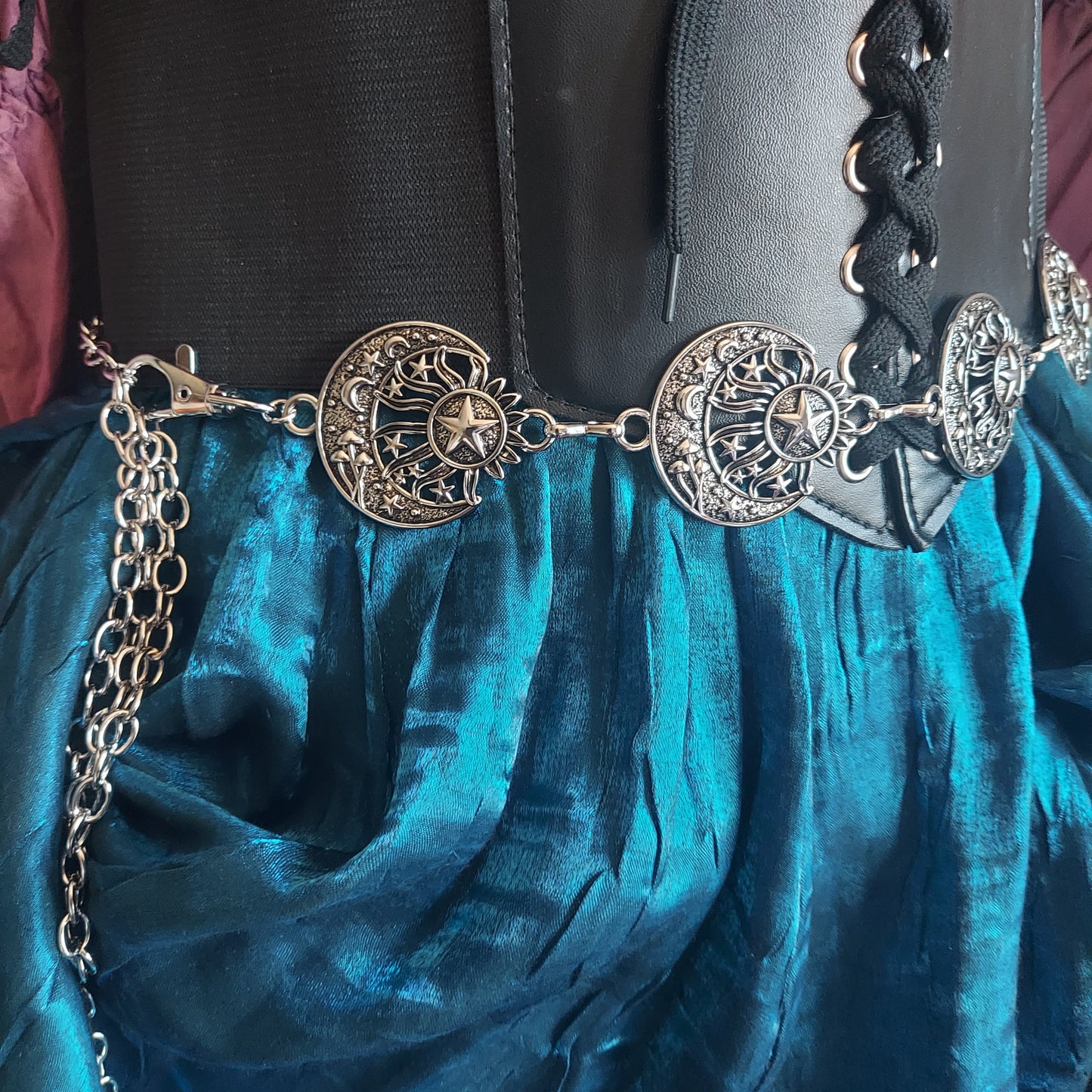 Moon and Star Belly Chain Belt- Silver