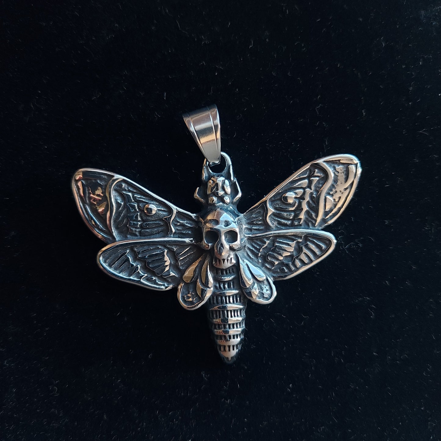 Death's Head Moth Steel Necklace