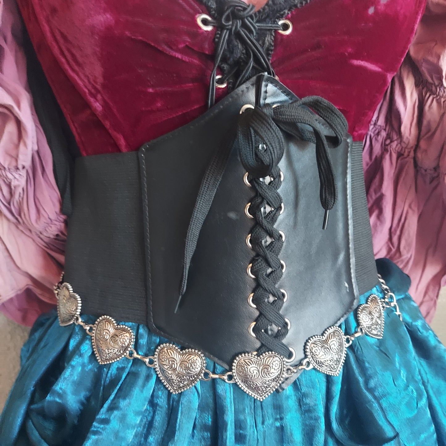 Heart Belly Chain Belt- Silver