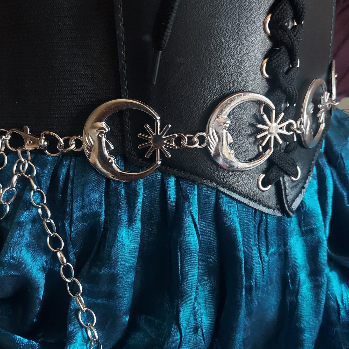 Crescent Moon Belly Chain Belt- Silver