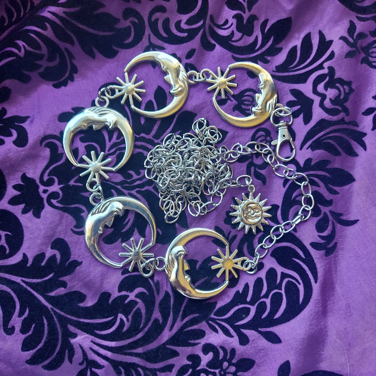 Crescent Moon Belly Chain Belt- Silver
