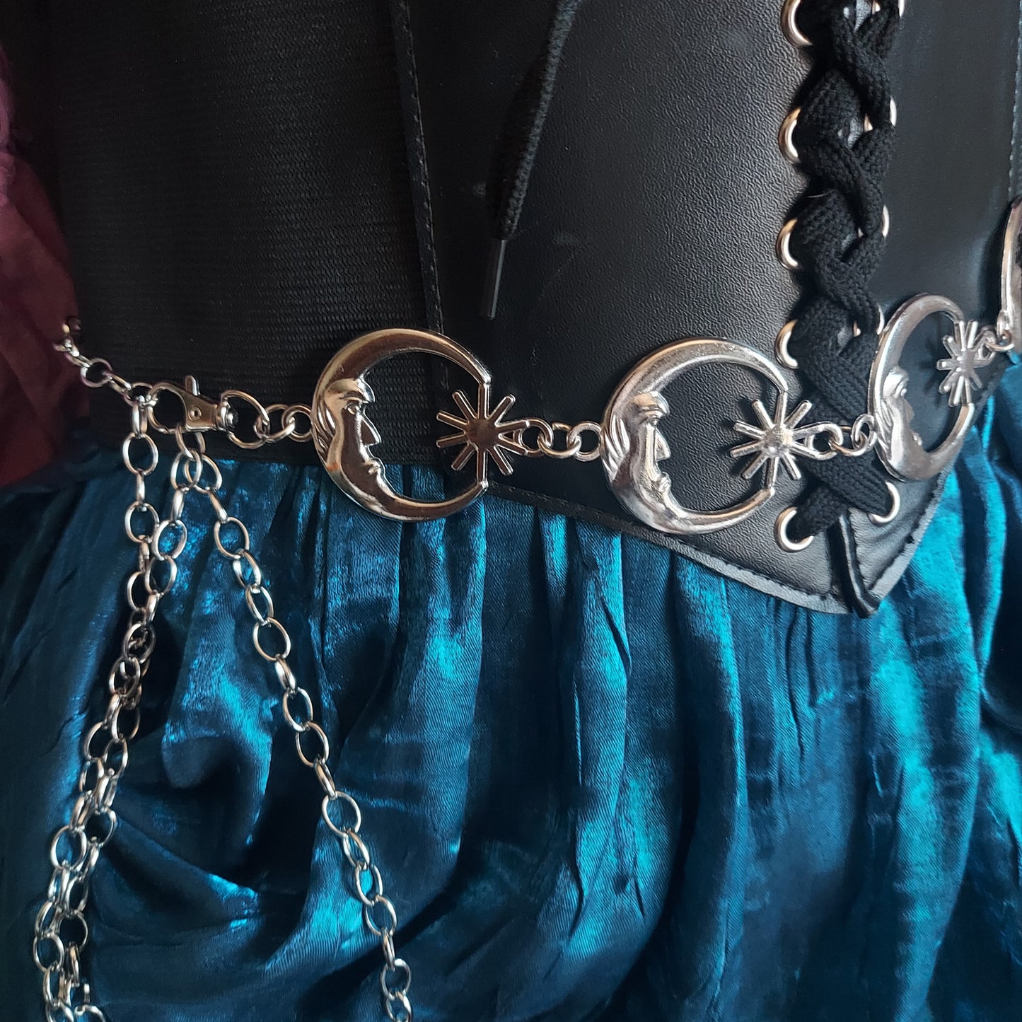Crescent Moon Belly Chain Belt- Silver