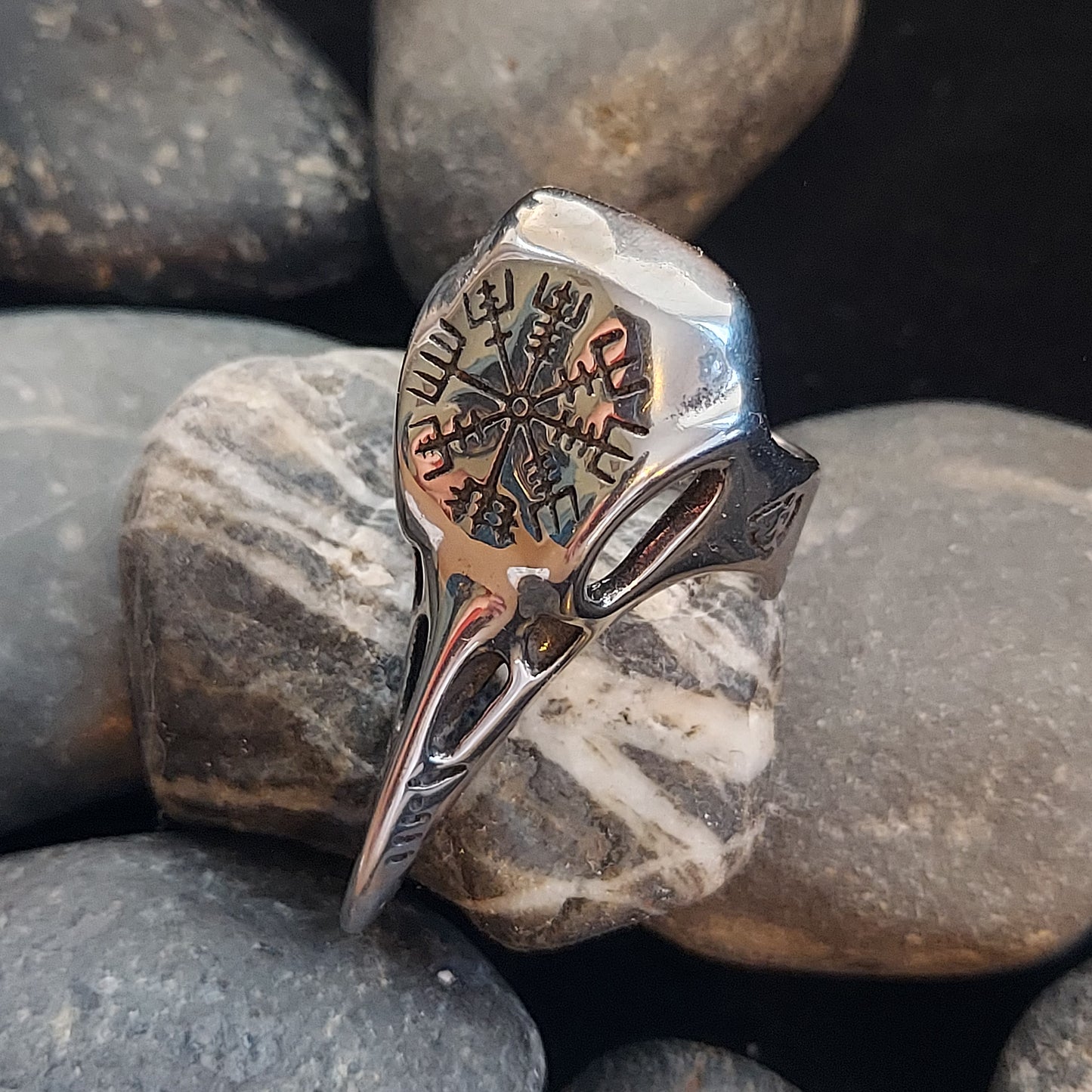 Raven Skull Viking Stainless Steel Ring