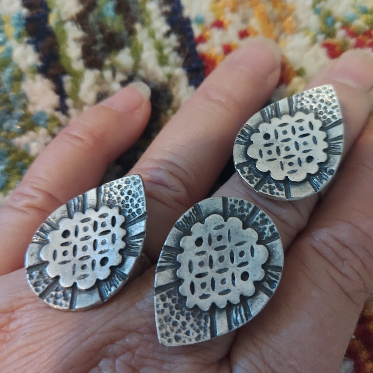 Stamped Teardrop Ring