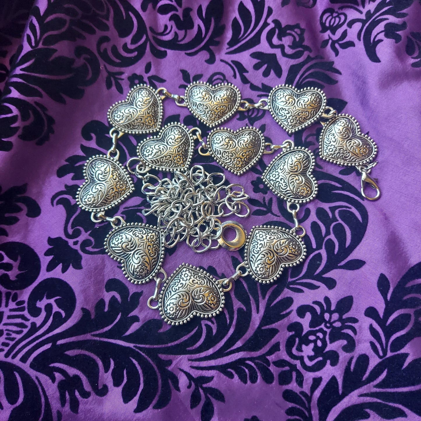 Heart Belly Chain Belt- Silver
