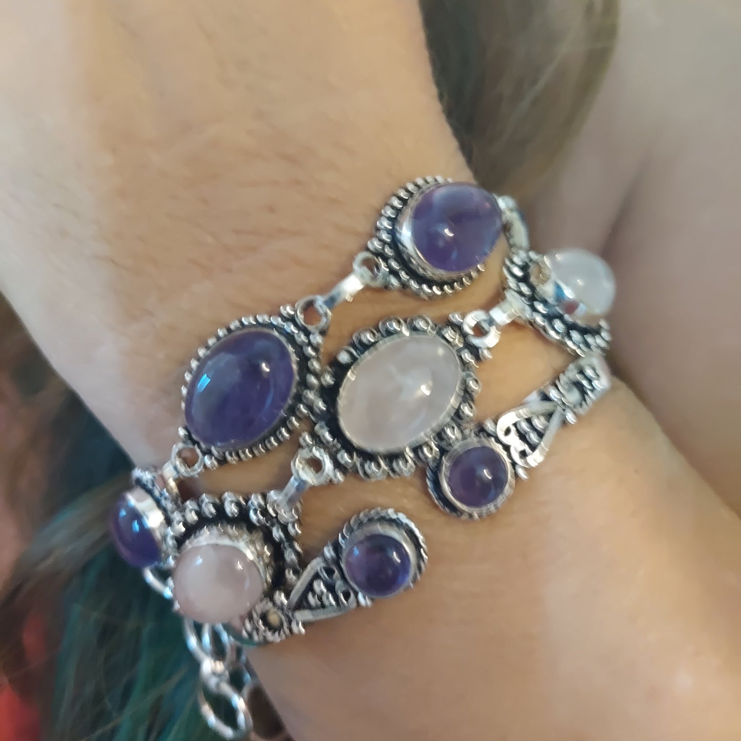 Genuine Amethyst Link Bracelet