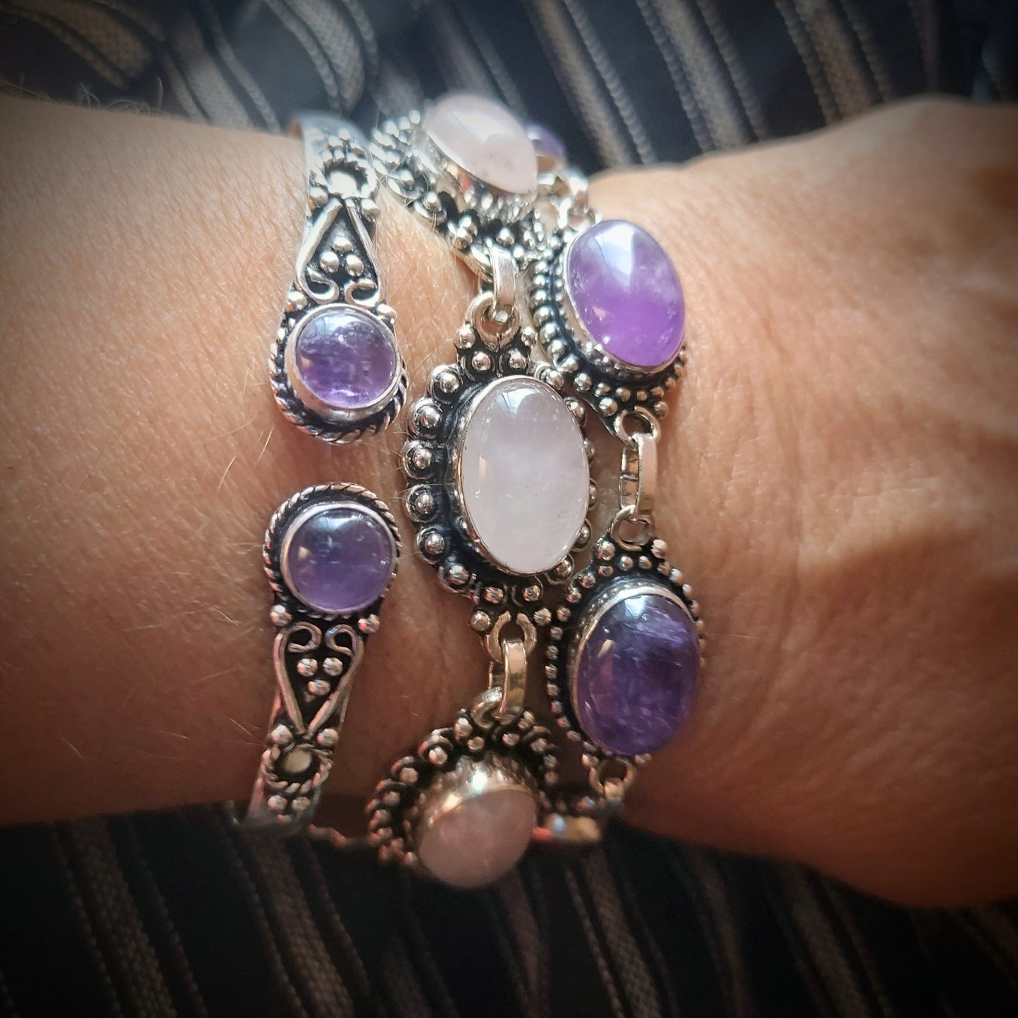 Genuine Amethyst Link Bracelet