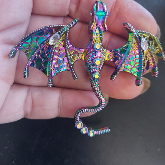 Rainbow Flying Dragon Brooch Pin