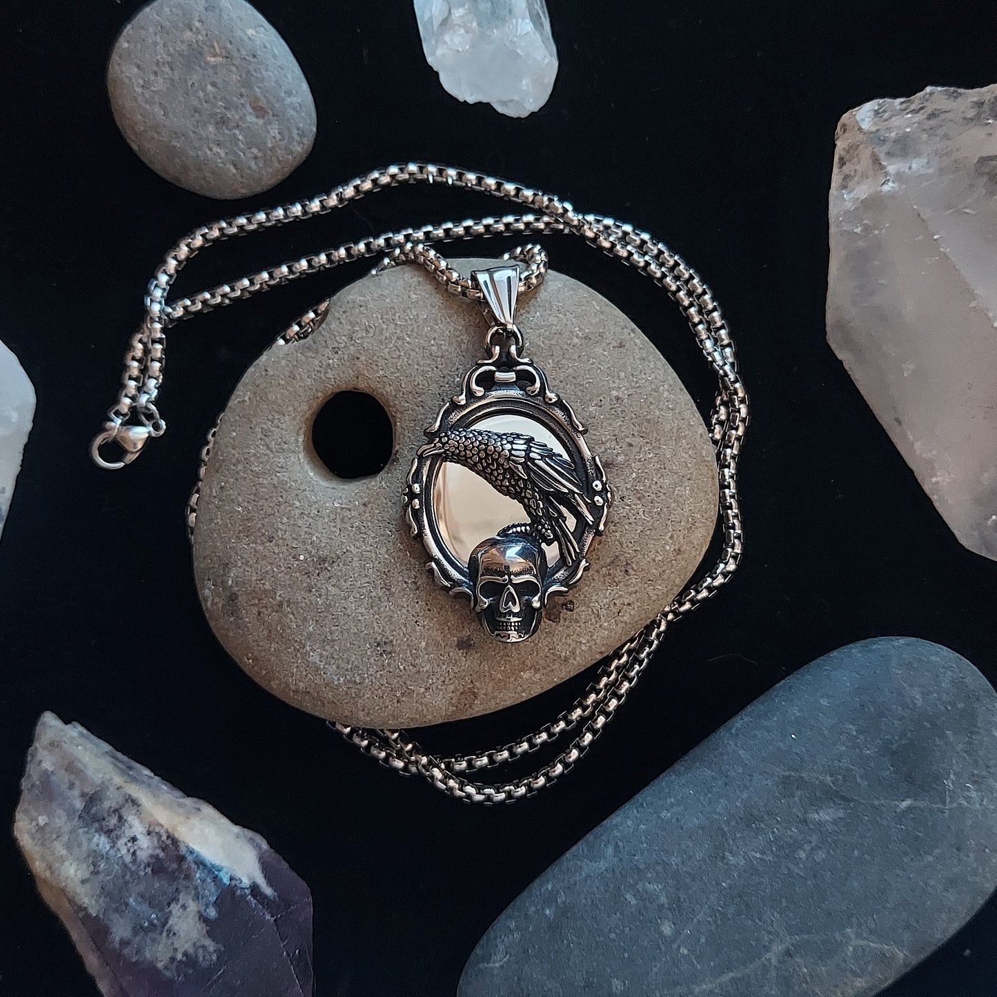 Raven and Skull Necklace