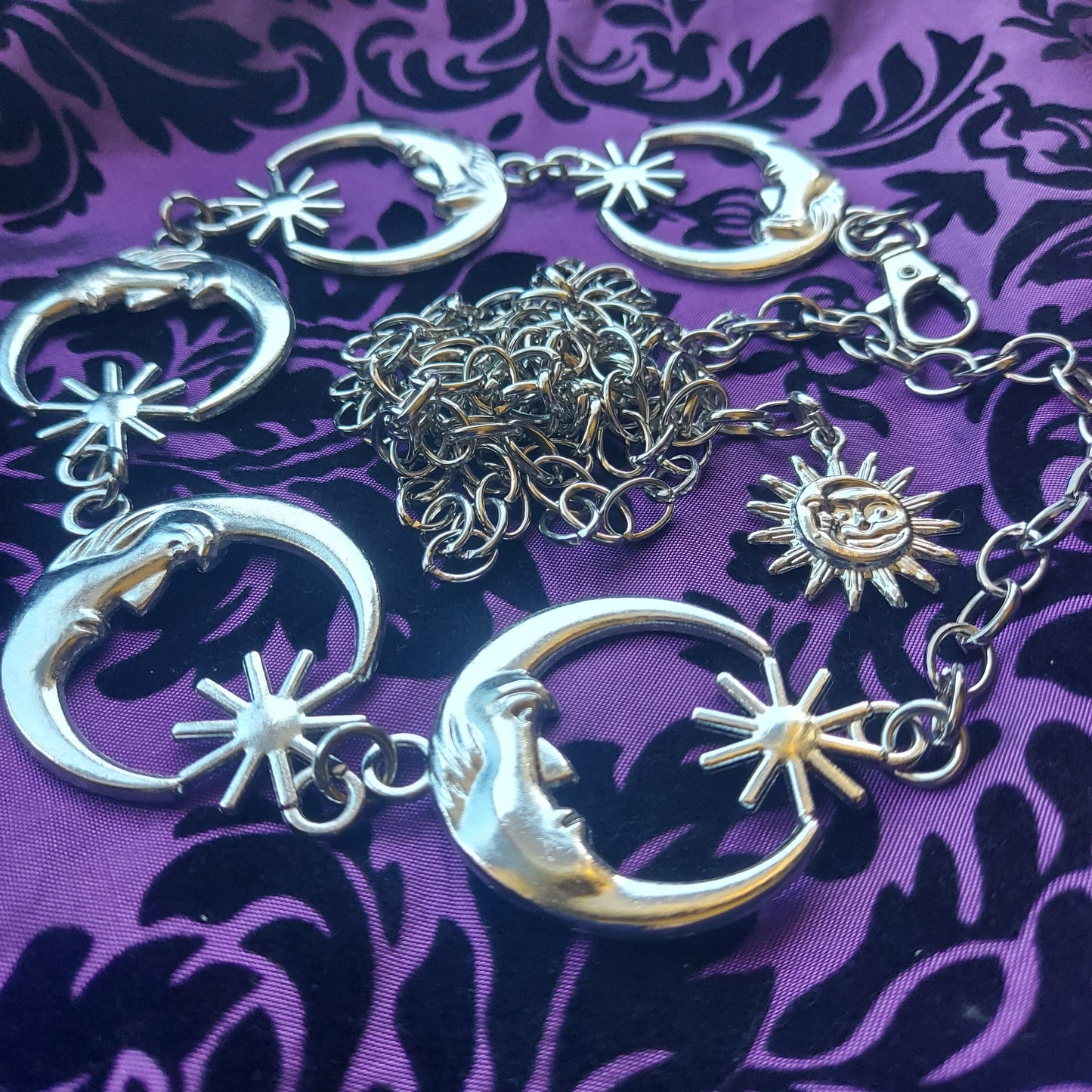 Crescent Moon Belly Chain Belt- Silver