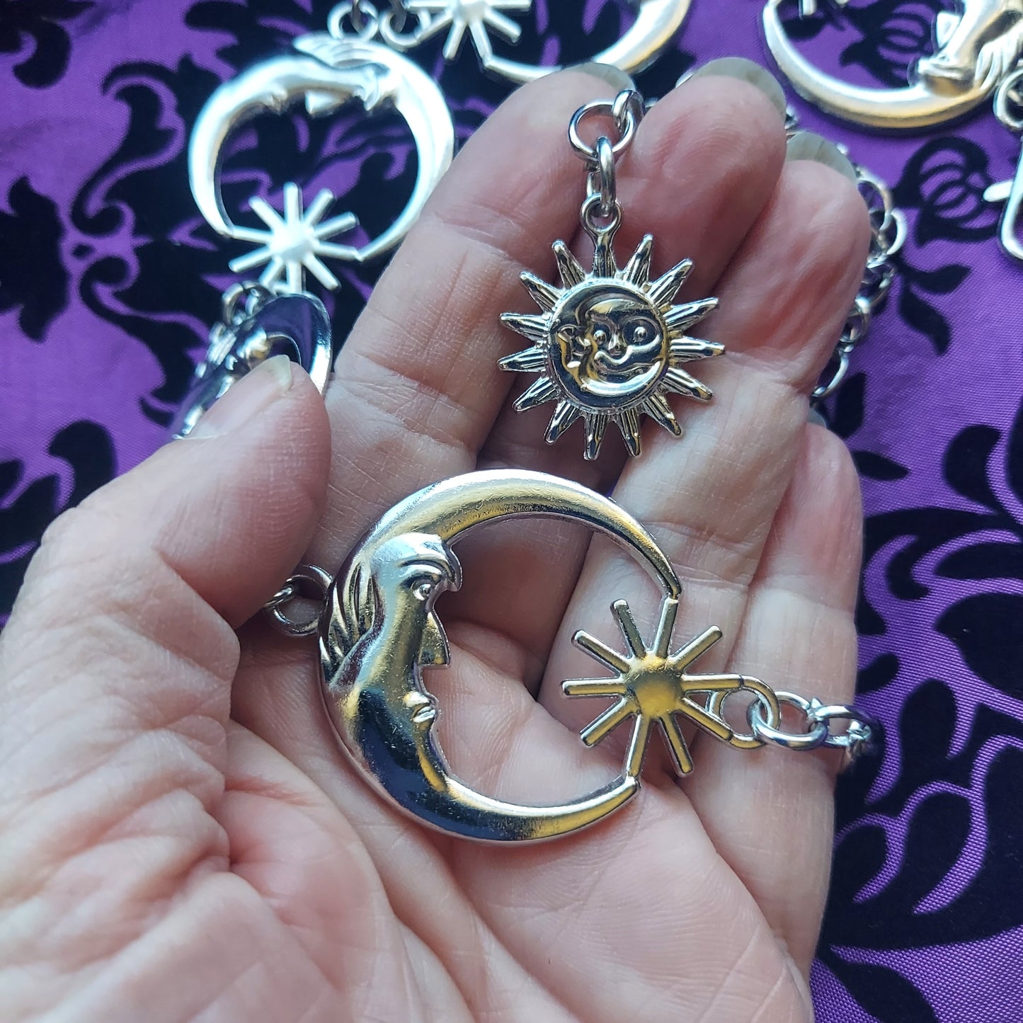 Crescent Moon Belly Chain Belt- Silver