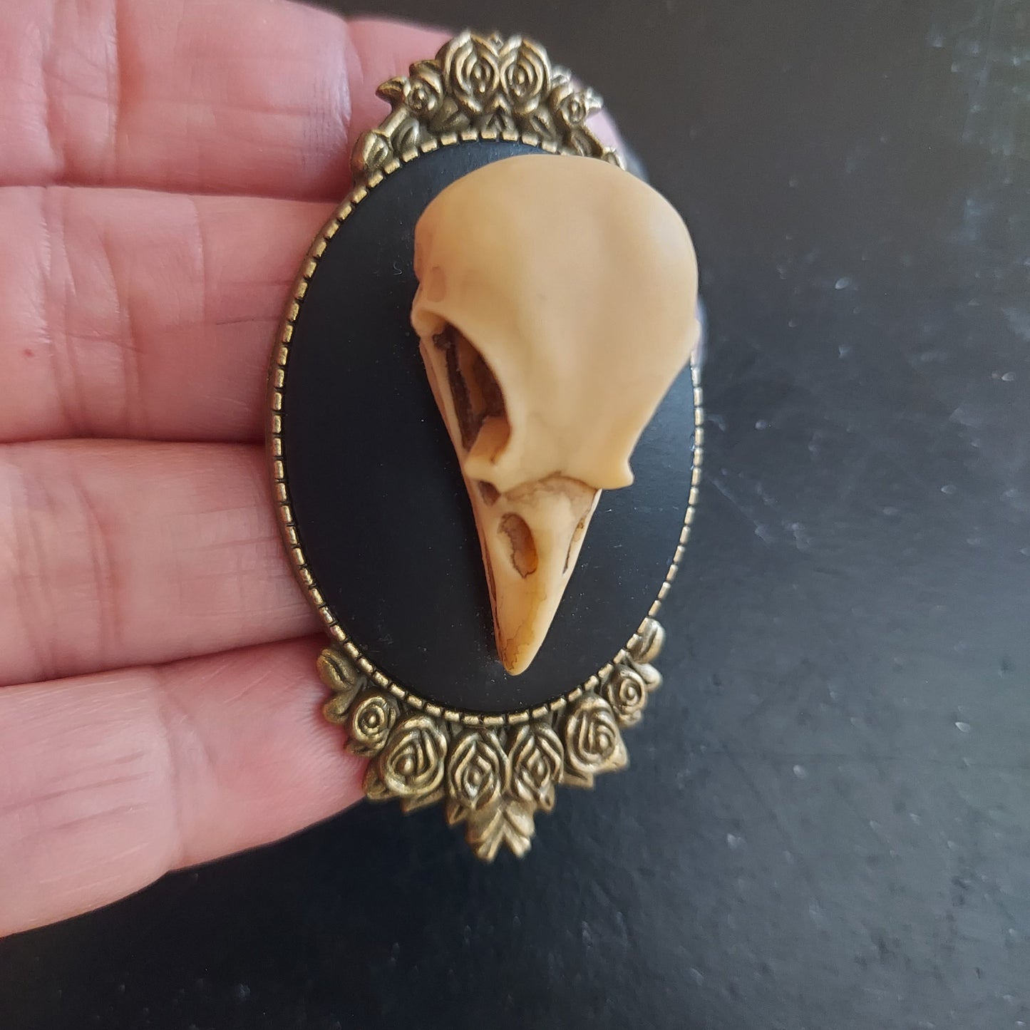 Raven Skull Brooch Pin