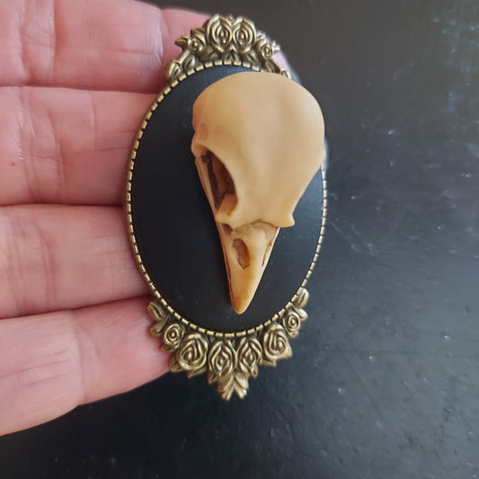 Raven Skull Brooch Pin