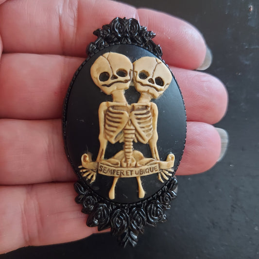 Skeleton Twins Brooch Pin