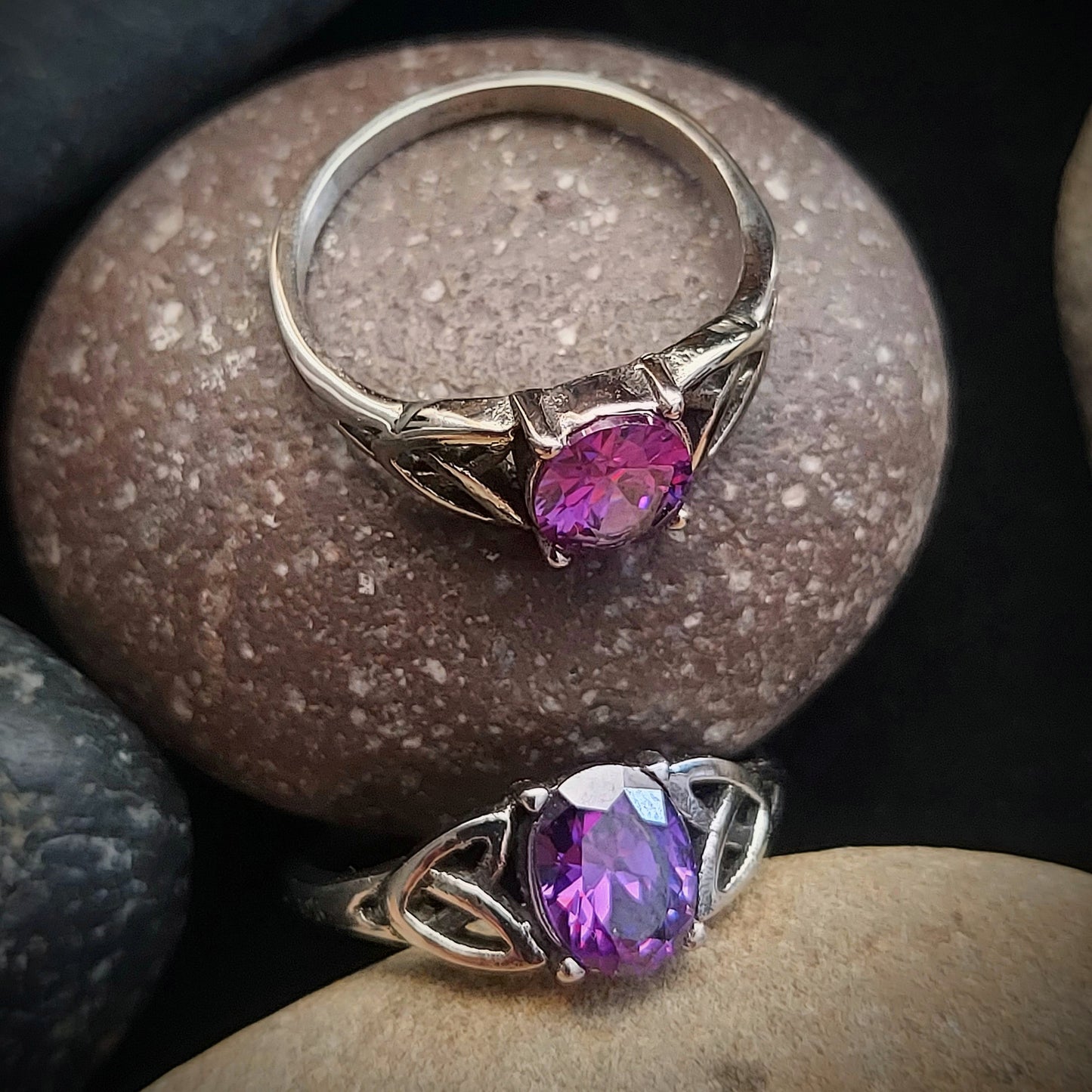 Celtic Ring With Purple Zircon