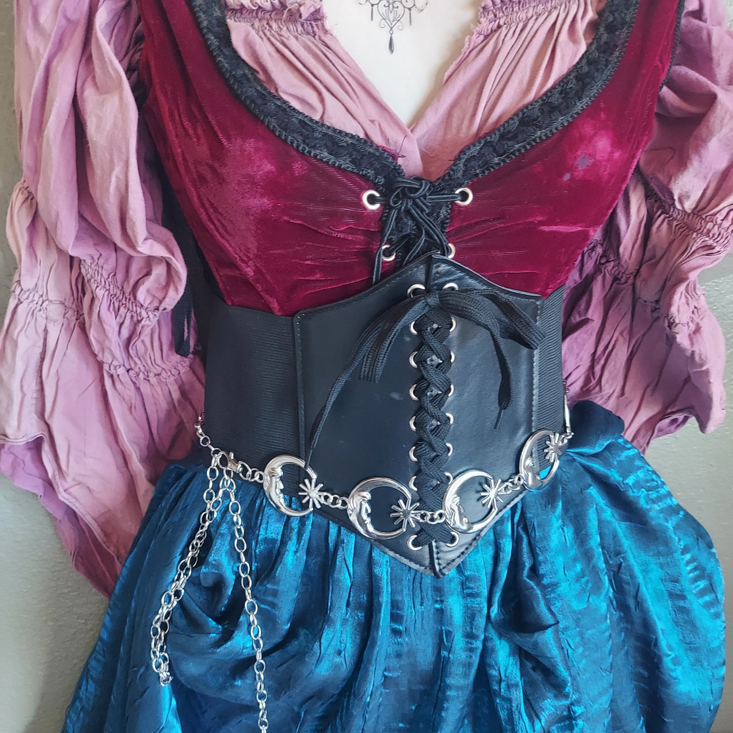 Crescent Moon Belly Chain Belt- Silver