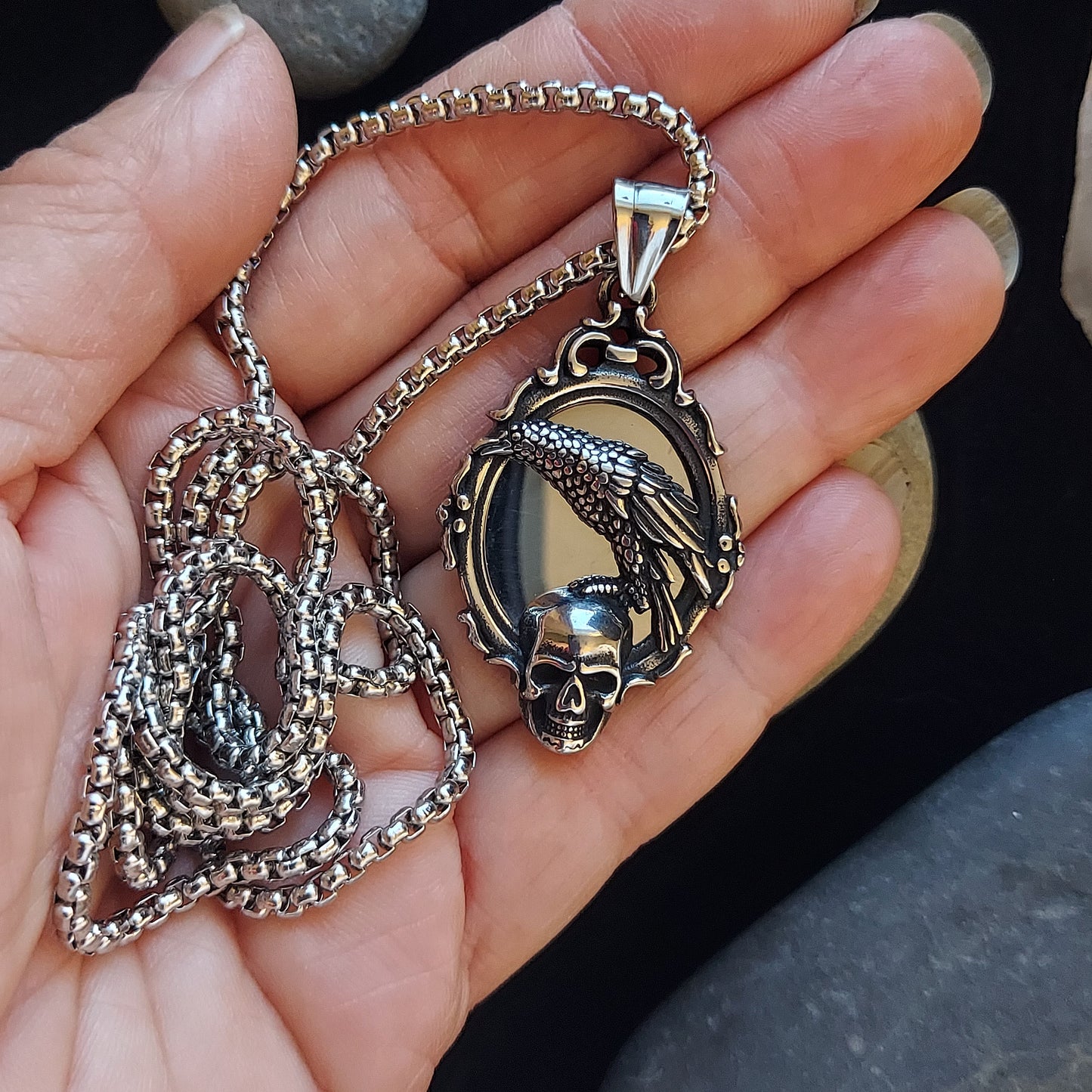 Raven and Skull Necklace
