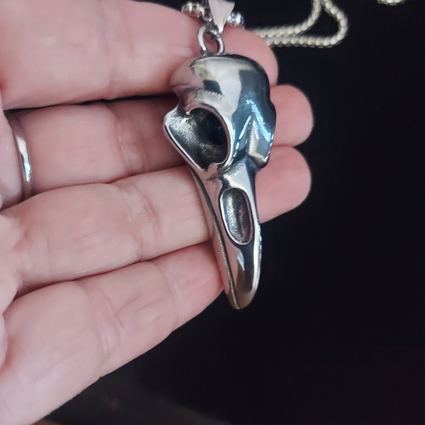 Raven Skull Necklace Stainless Steel
