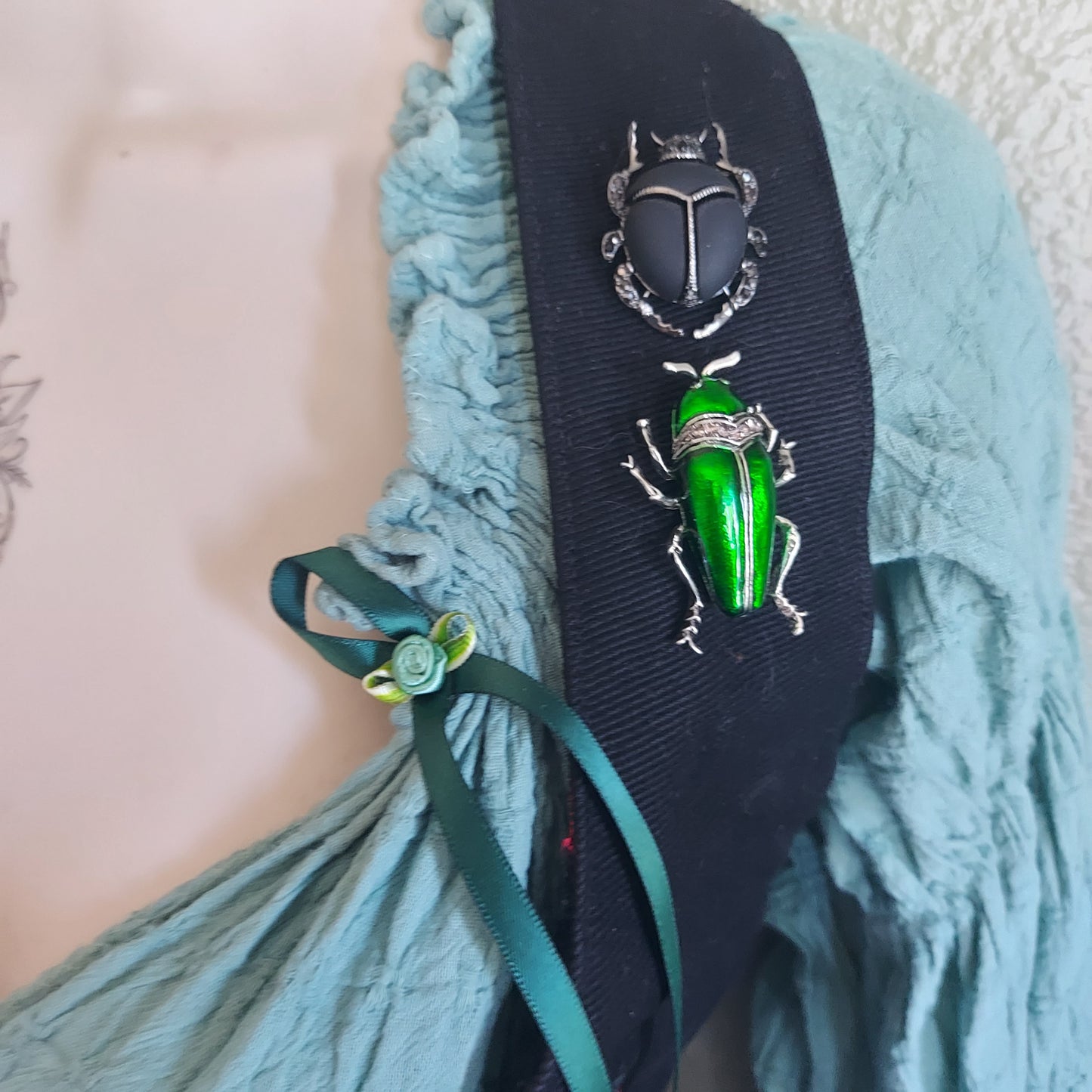 Green Beetle Bug Brooch Pin