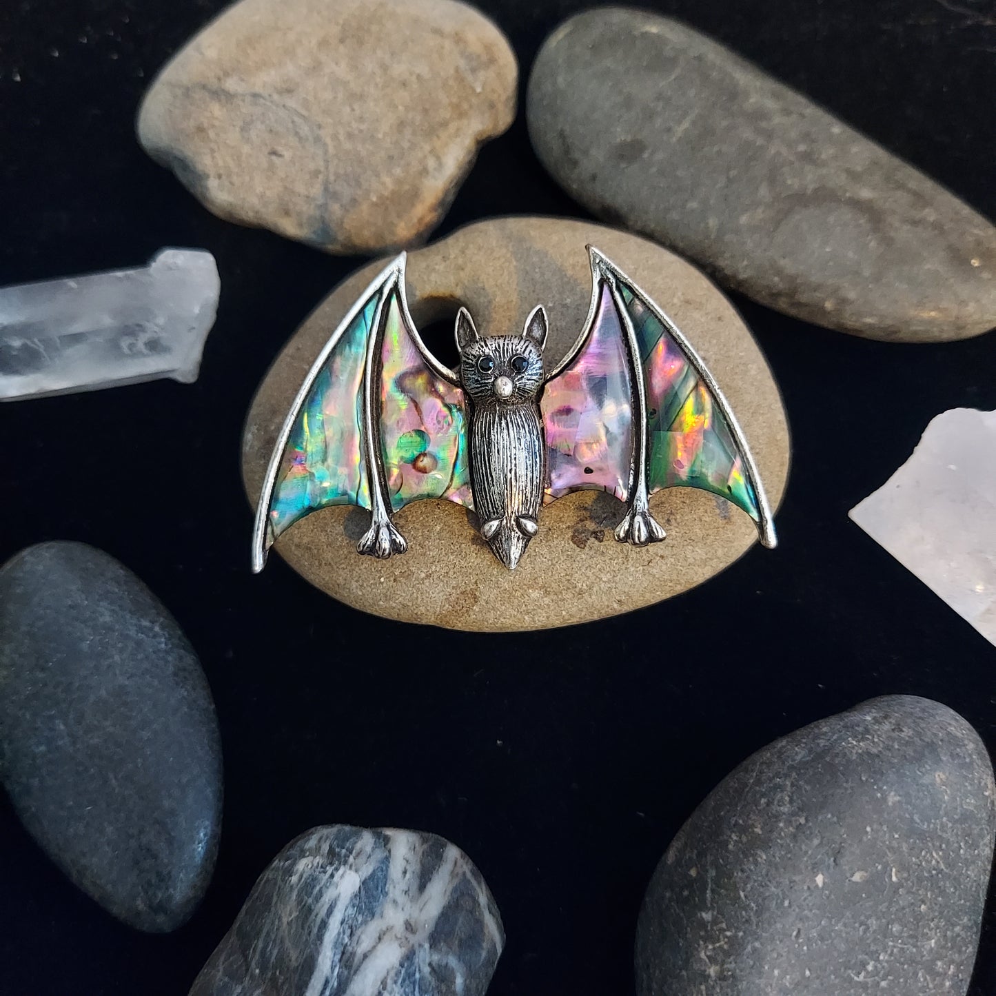 Abalone Bat Brooch Pin