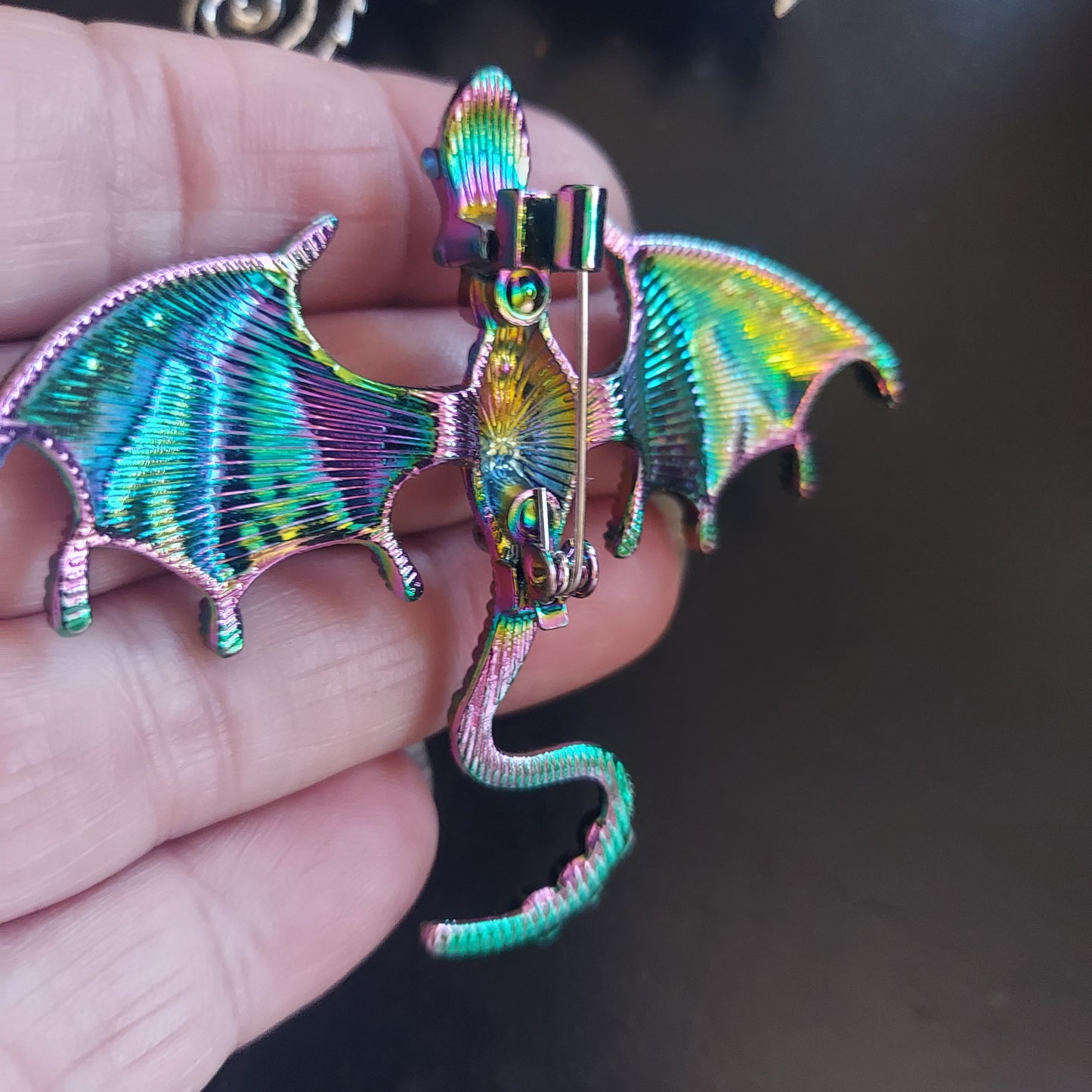Rainbow Flying Dragon Brooch Pin
