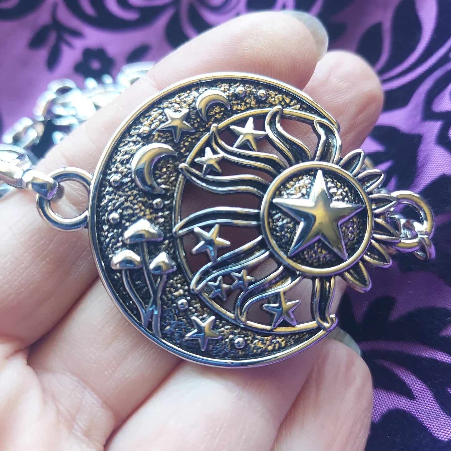 Moon and Star Belly Chain Belt- Silver